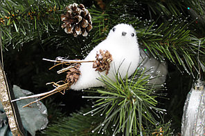 Дизайнерское новогоднее украшение, "Птичка белая", 8 см