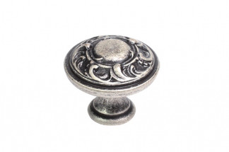 Мебельная ручка кнопка, замак, цвет старое серебро