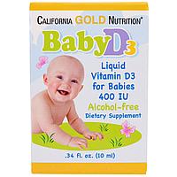Витамин Д3 D3  в каплях для детей 400 МЕ (10 мл) California gold nutrition