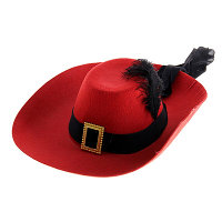 Карнавальная шляпа с пером и лентой, р-р 56-58, цвет красный