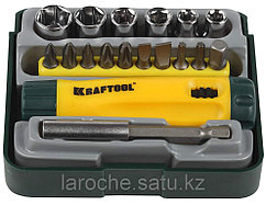 Набор KRAFTOOL "EXPERT": Отвертка реверсивная с битами, адаптером и торцевыми головками, Cr-V, 18 предметов