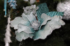 Дизайнерское новогоднее украшение, "Синий цветок", 15 см