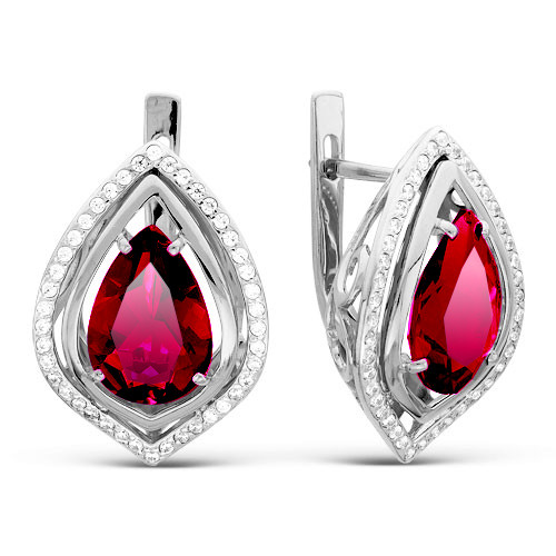 Серебряные серьги с фианитом цветным и фианитом Teosa 200-1028-RB