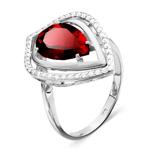 Серебряное кольцо с фианитом и фианитом цветным Teosa 100-1028-RB