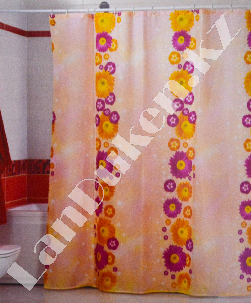 Водонепроницаемая тканевая шторка для ванной Miranda Flower Path Цветы 180*200, фото 1