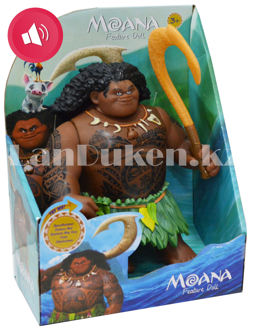 Музыкальная кукла полубог Мауи с крюком (высота 21 см)
