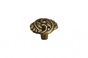 Мебельная ручка кнопка, замак, отделка бронза античная "Флоренция"