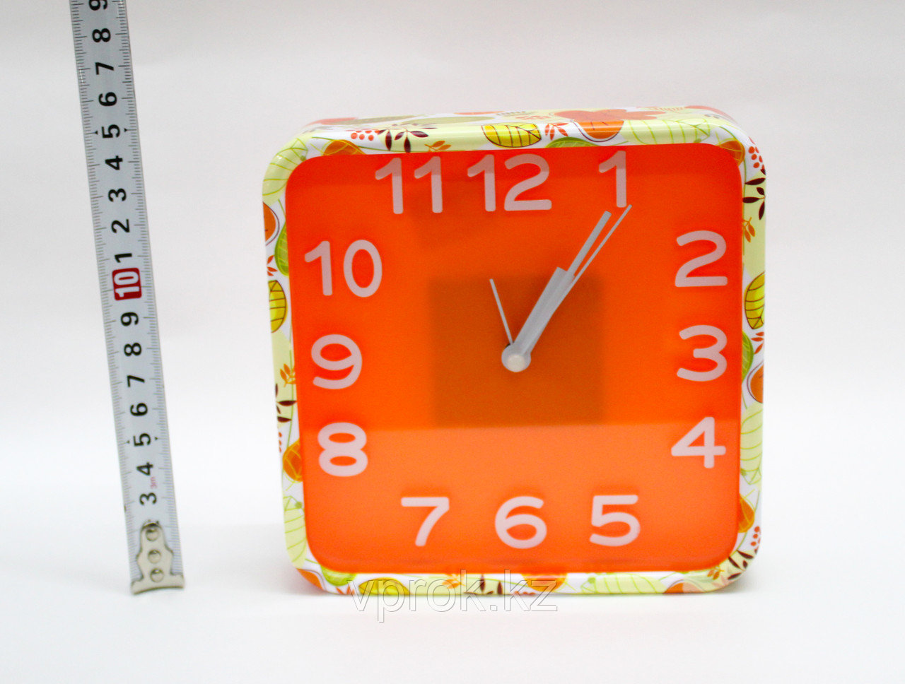 Часы-будильник квадратные, оранжевые, 15 см - фото 3 - id-p49023197