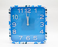 Часы-будильник квадратные, голубые, 15 см, фото 1