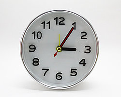 Часы-будильник круглые, белые, 10 см