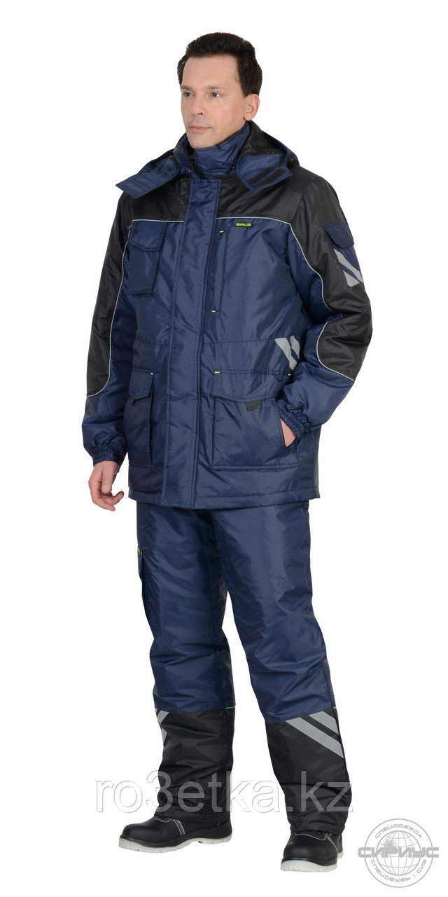 Костюм "ФОТОН" зимний: куртка дл., брюки тёмно-синий с черным и СОП-25 мм., фото 1