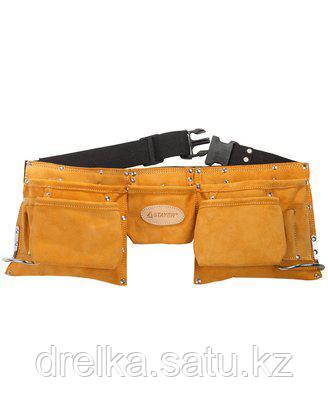 Пояс для инструментов STAYER 38520, PROFESSIONAL, кожаный, 11 карманов, 2 скобы, фото 2