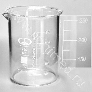 Стакан лабораторный (тип Н, низкие с делениями и носиком), ТС (ГОСТ 25336-82   ТУ 9464-019-29508133-2015) Н-1-250