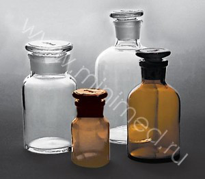 Склянка для реактивов из светлого стекла с узкой горловиной и притертой пробкой, Greetmed 60 мл - фото 1 - id-p49034950