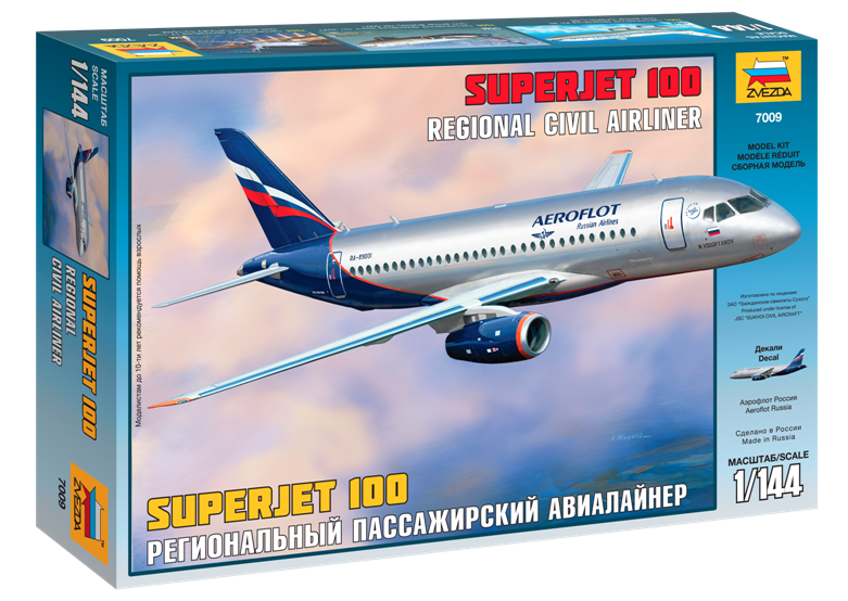 Сборная модель Пассажирский лайнер "Superjet 100" 1\144