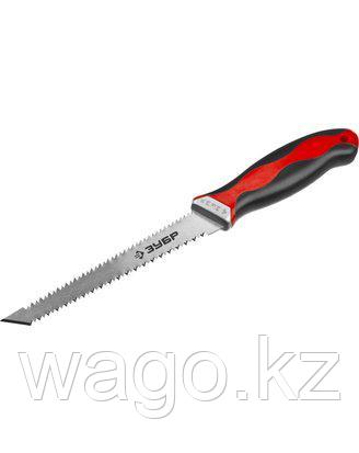 НОЖОВКА ПО ГИПСОКАРТОНУ ЗУБР 15178_Z01, МАСТЕР, ДВУСТОРОННЕЕ ПОЛОТНО, 2-КОМПОНЕНТНАЯ РУЧКА, 150 ММ, фото 2