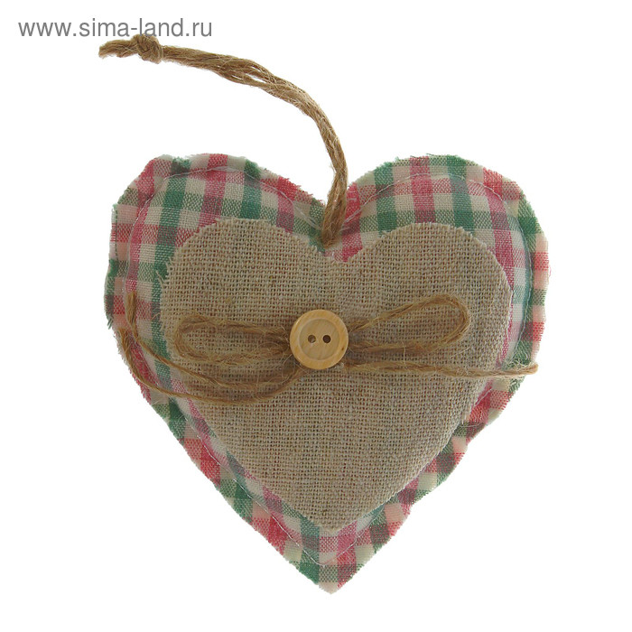 Мягкая игрушка-подвеска "Сердце" с пуговкой и бантиком, цвета МИКС