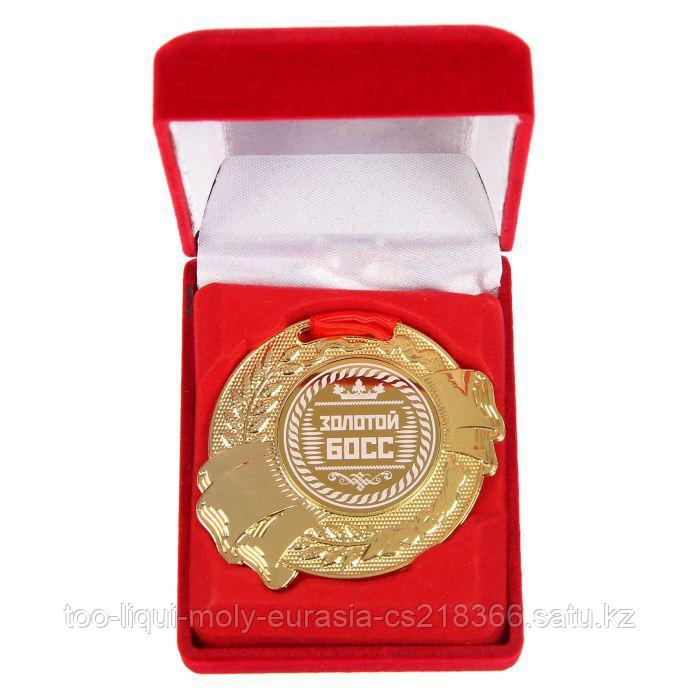 Медаль в бархатной коробке "Золотой босс", диам 5 см - фото 1 - id-p49081686
