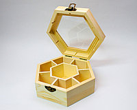 Заготовка для декора "Шкатулка-шестиугольная", деревянная, D 13 см