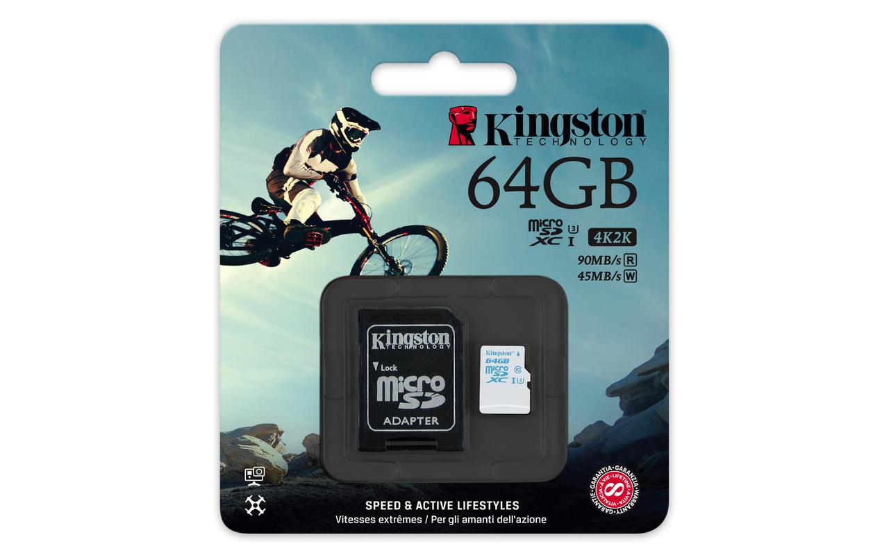 Карта памяти MicroSD 64GB Class 10 U3 Kingston SDCAC/64GB