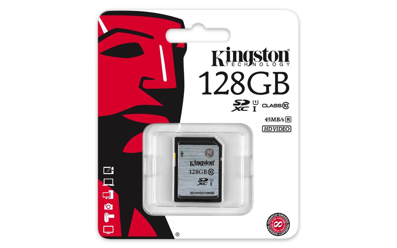 Карта памяти SD 128GB Class 10 U1 Kingston SD10VG2/128GB - фото 1 - id-p49102200