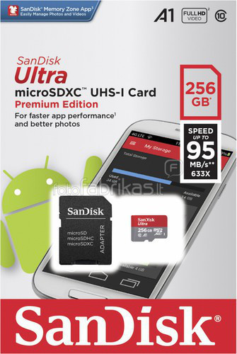 Карта памяти MicroSD 256GB Class 10 A1 Sandisk SDSQUAM-256G-GN6MA