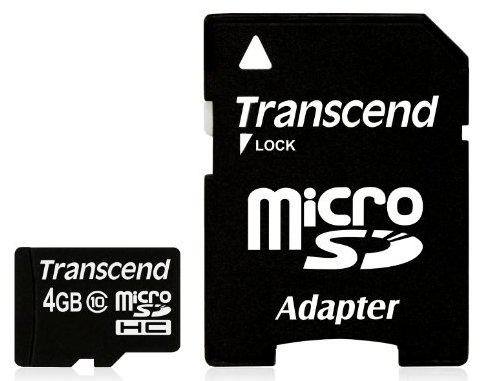 Карта памяти MicroSD 4GB Class 10 Transcend TS4GUSDHC10