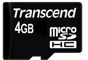 Карта памяти MicroSD 4GB Class 4 Transcend TS4GUSDC4