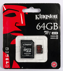 Карта памяти MicroSD 64GB Class 10 U3 Kingston SDCA3/64GB