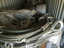 Буксировочный трос (стальной), 10 м х 38 мм, 103 тн,с коушами на обеих концах
