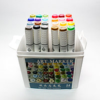 Профессиональные фломастеры двухсторонние, 24 шт.