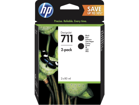 HP P2V31A Струйный картридж HP 711 для DesignJet T120/T520, 80 мл, Черные (Упаковка 2 шт.)