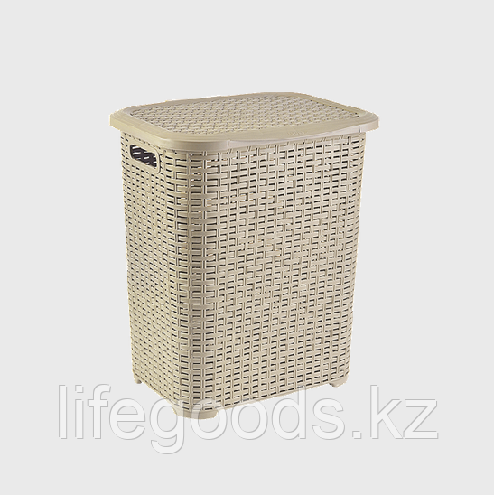 Корзина для белья Rattan пластиковый 45л с крышкой, Tuffex TP7019 - фото 2 - id-p49158526