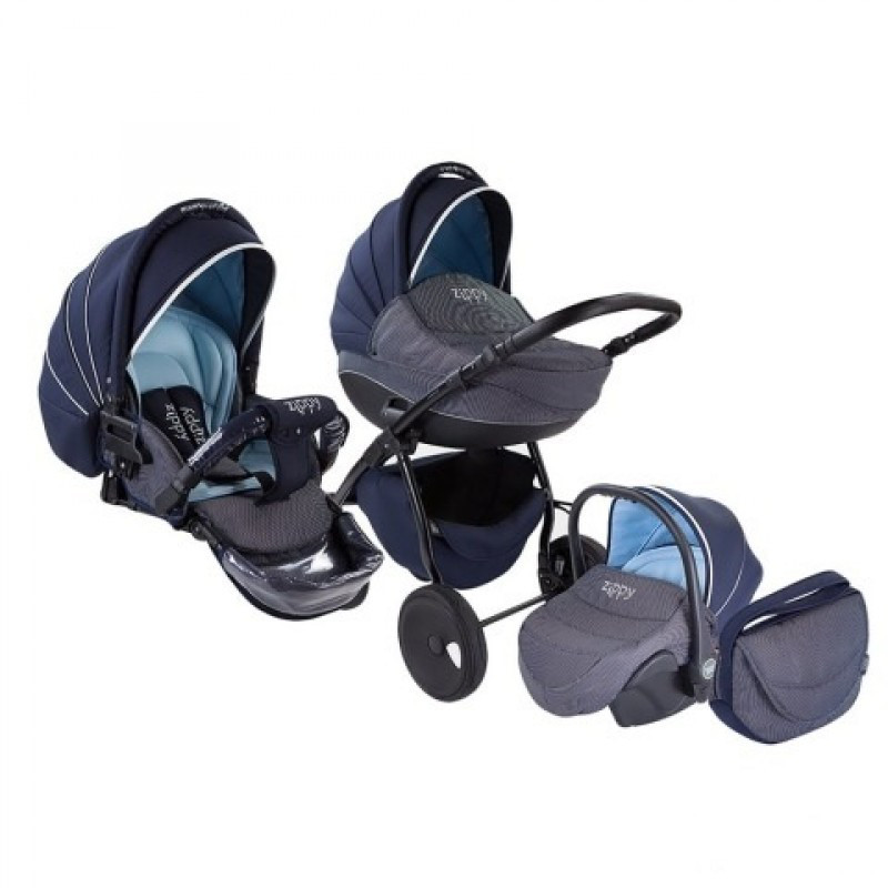 Коляска 3 в 1 Tutis Zippy Silver New (Темно-синий)