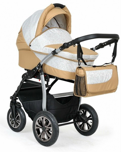 Коляска 3 в 1 Indigo Charlotte F (бежевый+песочный узор)