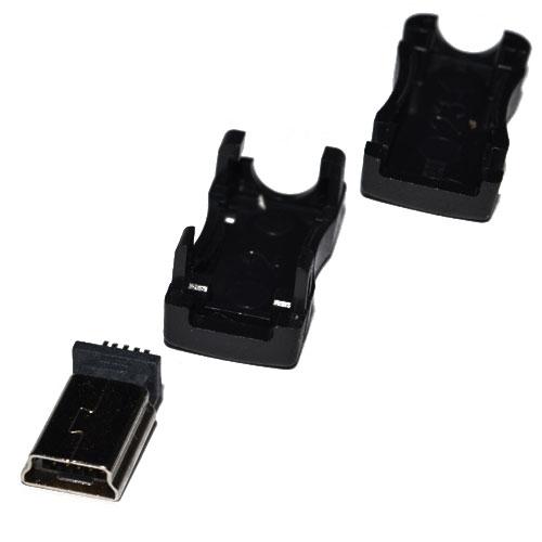 Разборный Mini USB разъем тип B ( вилка / папа ) на провод, под пайку 
