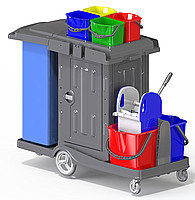 Пластиковая двухведерная тележка c тумбочкой. 