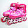 Съемные коньки трансформеры раздвижные 2 в 1 розовые, фото 5