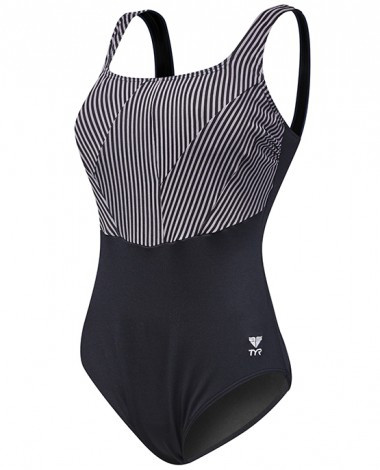 Купальник утягивающий TYR Monro Stripe Aqua Controlfit цвет 088 Черный/Серый размер 10