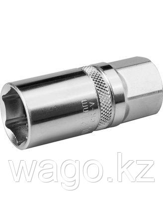 ТОРЦОВАЯ ГОЛОВКА KRAFTOOL 27812-21_Z01, INDUSTRIE QUALITAT, СВЕЧНАЯ, С РЕЗИНОВОЙ ВСТАВКОЙ, CR-V, FLANK, ХРОМОС, фото 2