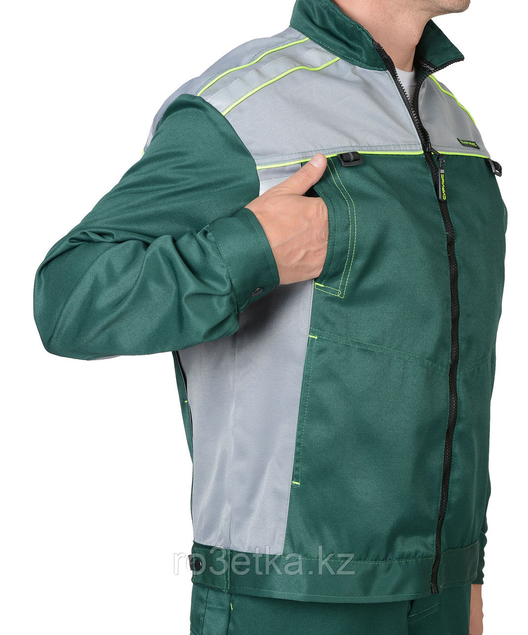 Костюм "ПРАКТИК-1"летний, куртка, п/к., зеленый с серым тк.CROWN - фото 7 - id-p49271257