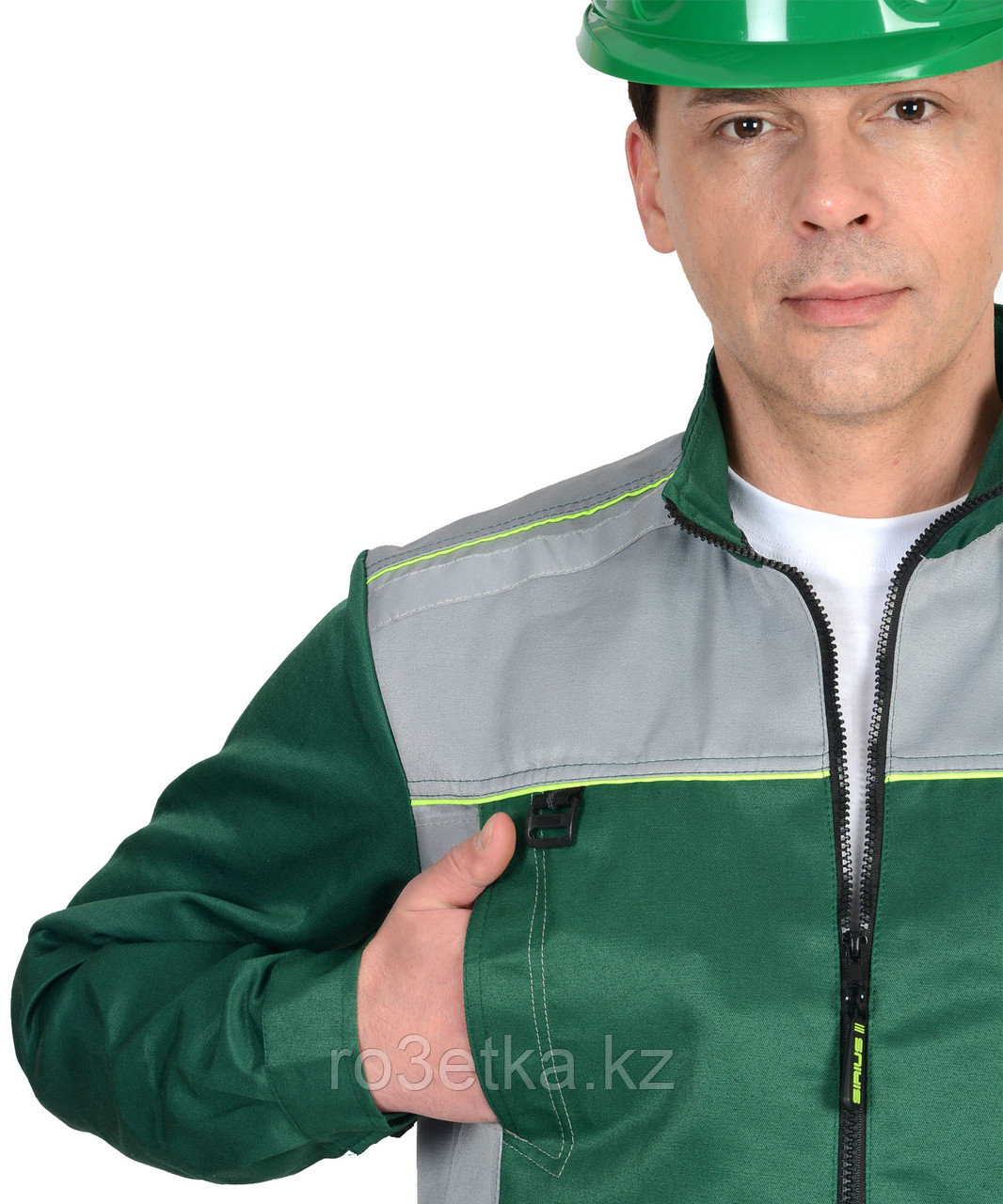 Костюм "ПРАКТИК-1"летний, куртка, п/к., зеленый с серым тк.CROWN - фото 9 - id-p49271257