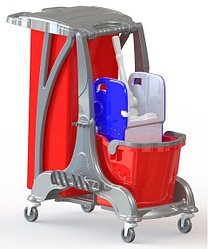 Одноведѐрная тележка с отжимным устройством и мешком для мусора. Ведро 25л.