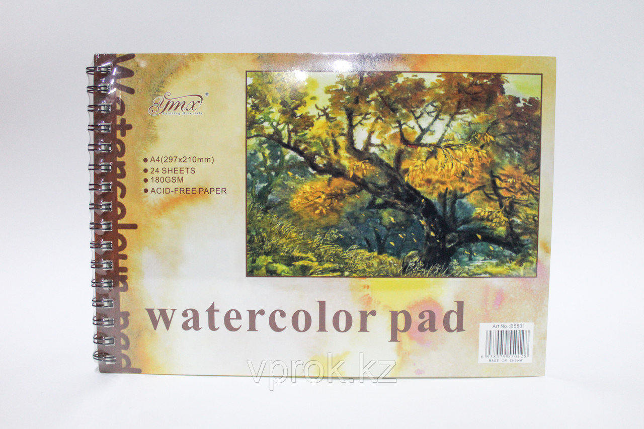 Скетчбук, А4, watercolor pad, 24 листа - фото 1 - id-p49269555