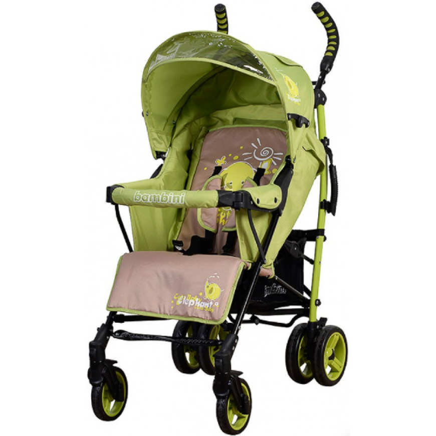 Коляска BAMBINI SHUTTLE + накидка на ножки Зеленый/Green Elephant