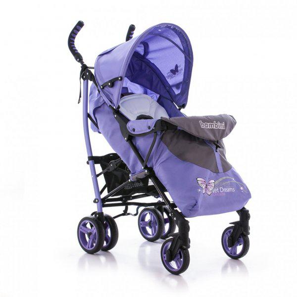 Коляска BAMBINI SHUTTLE + накидка на ножки Фиолетовый/Violet Butterfly