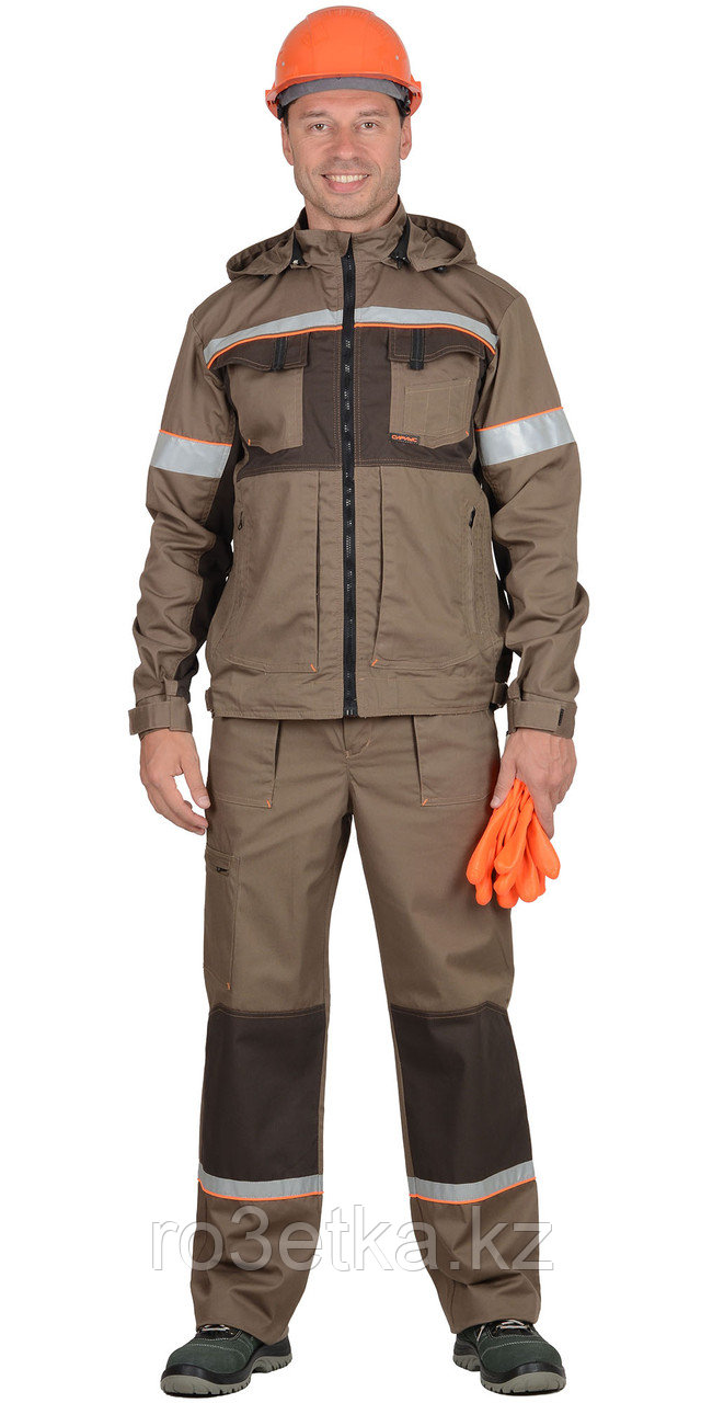 Костюм "РОДОС" мужской: куртка, брюки (св.-коричневый с т.-коричневым) тк.Родос