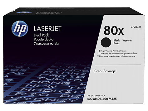 HP CF280XF HP 80X Лазерный картридж для LaserJet Pro 400 M401/M425, (в упаковке 2 шт по 6900 страниц)