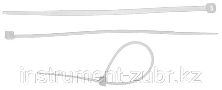 Кабельные стяжки белые КС-Б1, 3.6 x 250 мм, 100 шт, нейлоновые, ЗУБР, фото 2