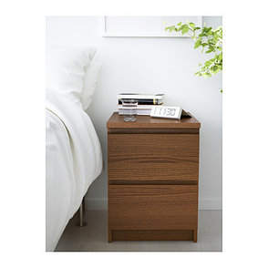 Комод с 2 ящиками МАЛЬМ коричневая морилка ясеневый шпон ИКЕА, IKEA , фото 2